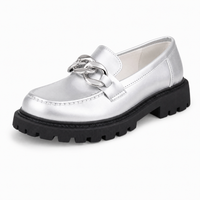 Silver Patent Bow Raised Loafers
