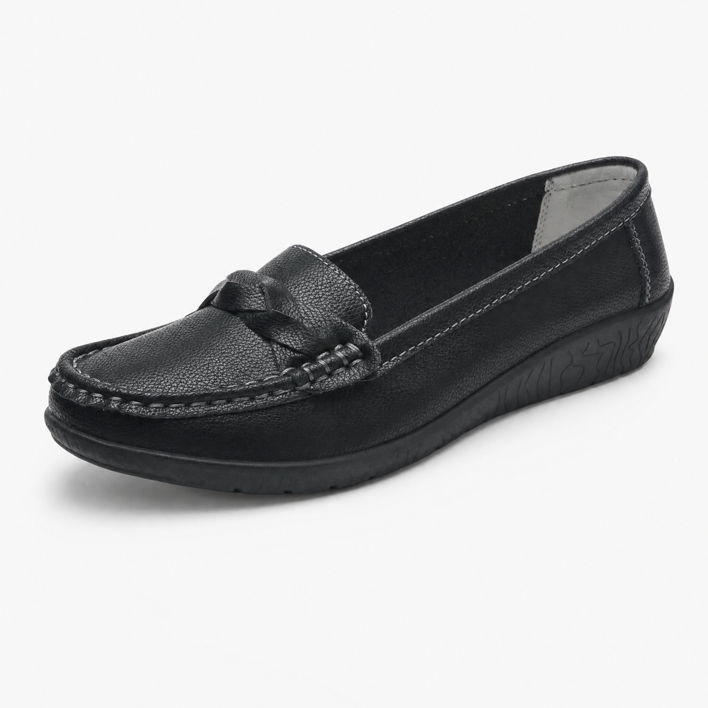 Black Braided Wedge Loafers