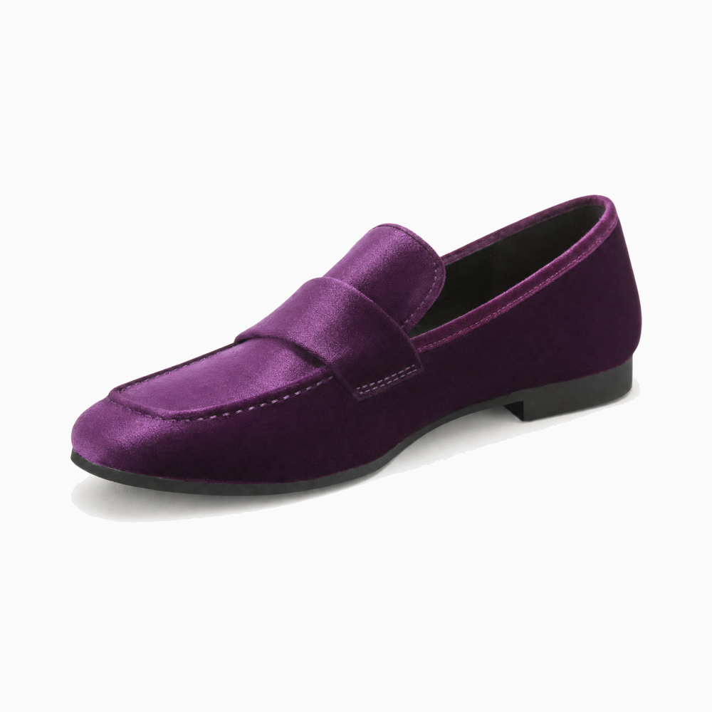 Purple Velvet Penny Loafers
