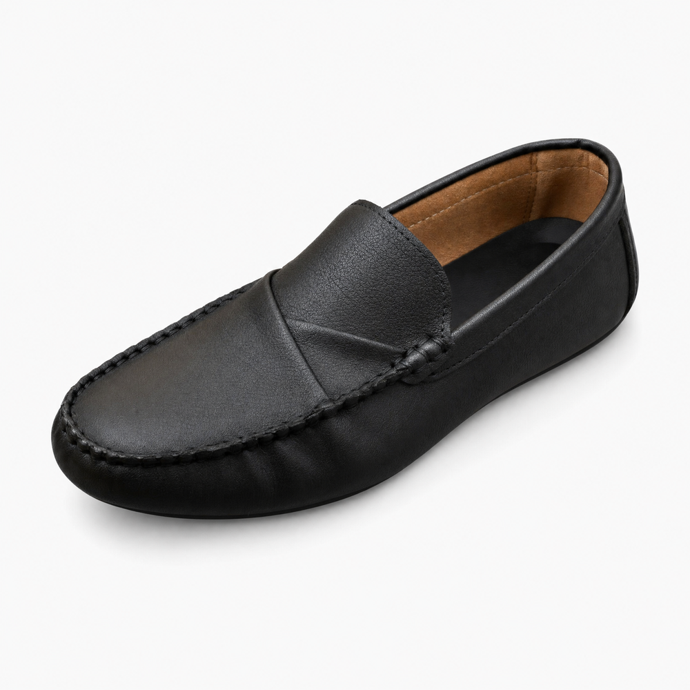 Black Woven Horsebit Comfort Loafers