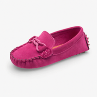 Girls Pink Suede Driving Loafers