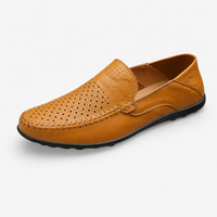 Camel Perforated Slip On Loafers