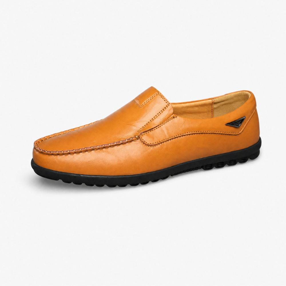 Camel Leather Smooth Loafers