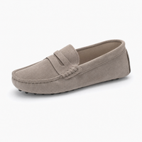 Grey Suede Driving Stitch Loafers