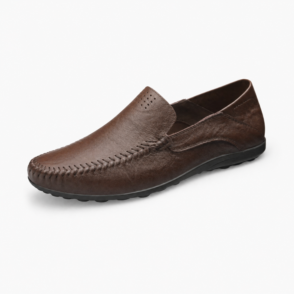 Dark Brown Perforated Loafers