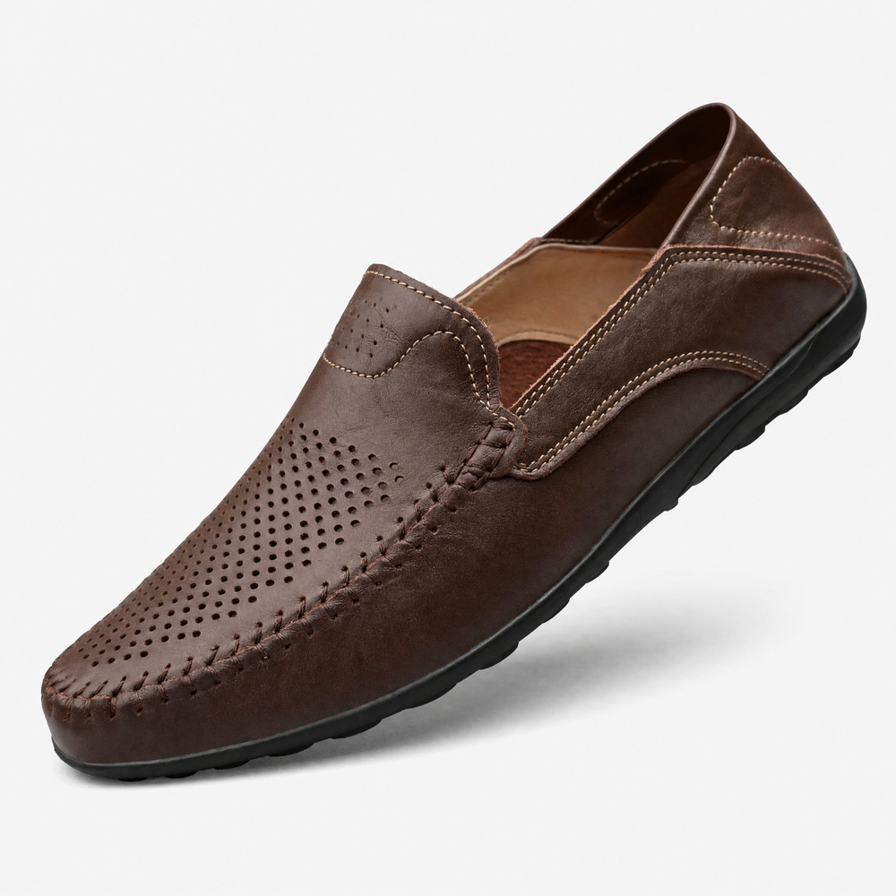 Brown Patent Stitch Loafers