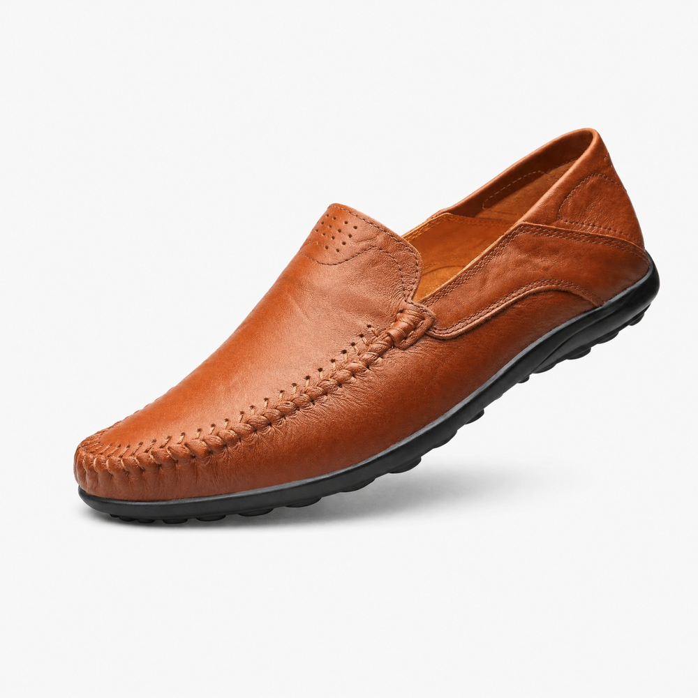 Brown Perforated Vamp Loafers