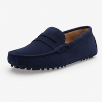 Blue Stitched Lace Up Loafers