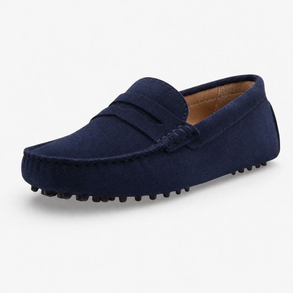 Blue Stitched Lace Up Loafers