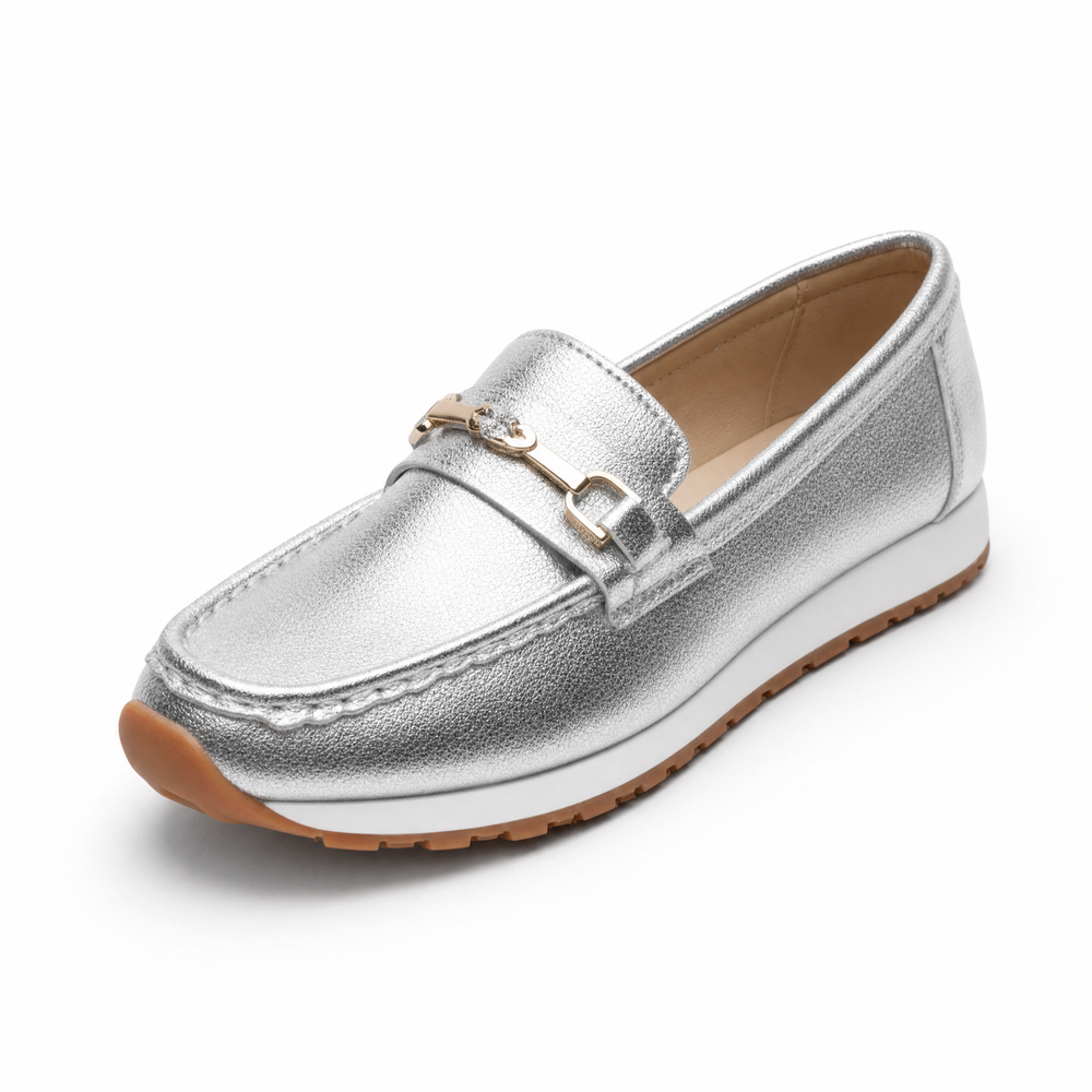 Silver Embellished Loafers