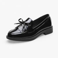 Black Patent Bow Fringe Loafers