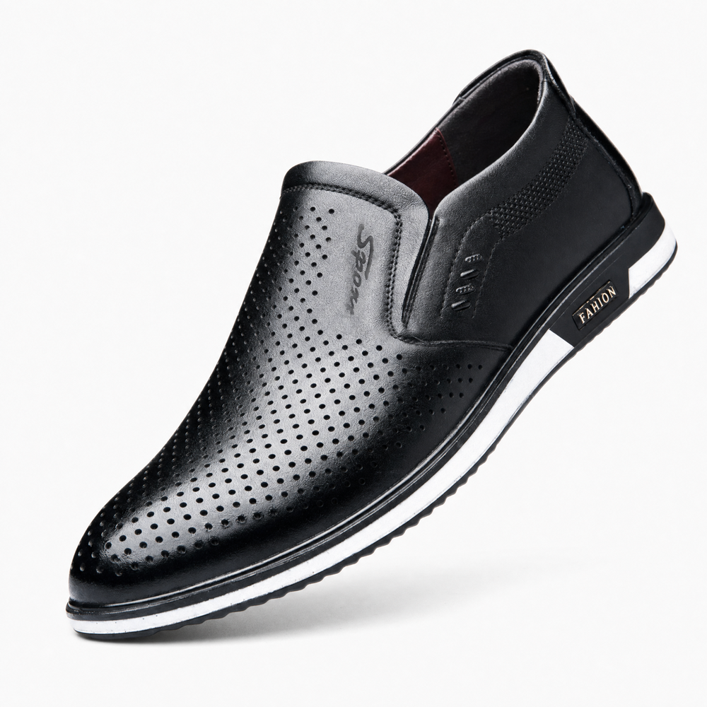 Black Perforated Breathable Loafers