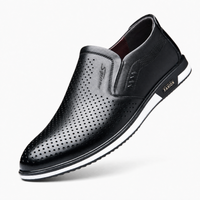 Black Perforated Breathable Loafers
