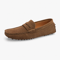 Brown Suede Studded Penny Loafers
