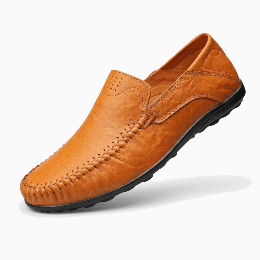 Brown Stitched Vamp Loafers