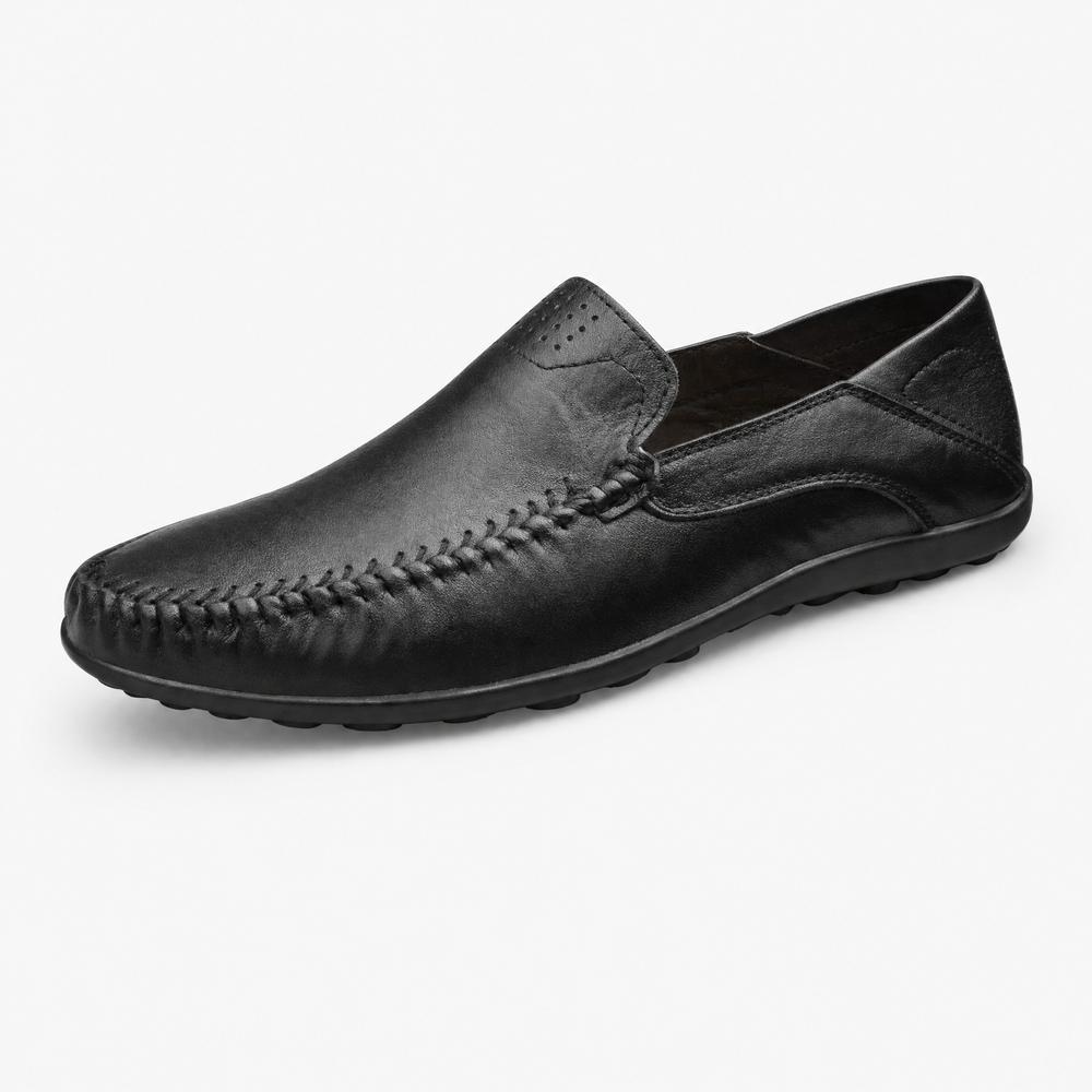 Black Braided Vamp Loafers
