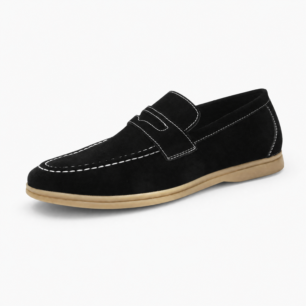 Black Sole Suede Loafers