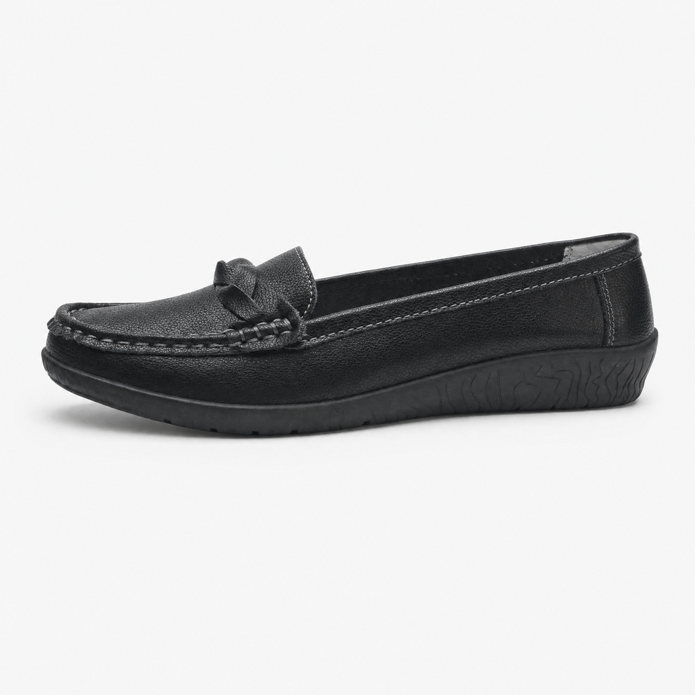 Black Braided Wedge Loafers