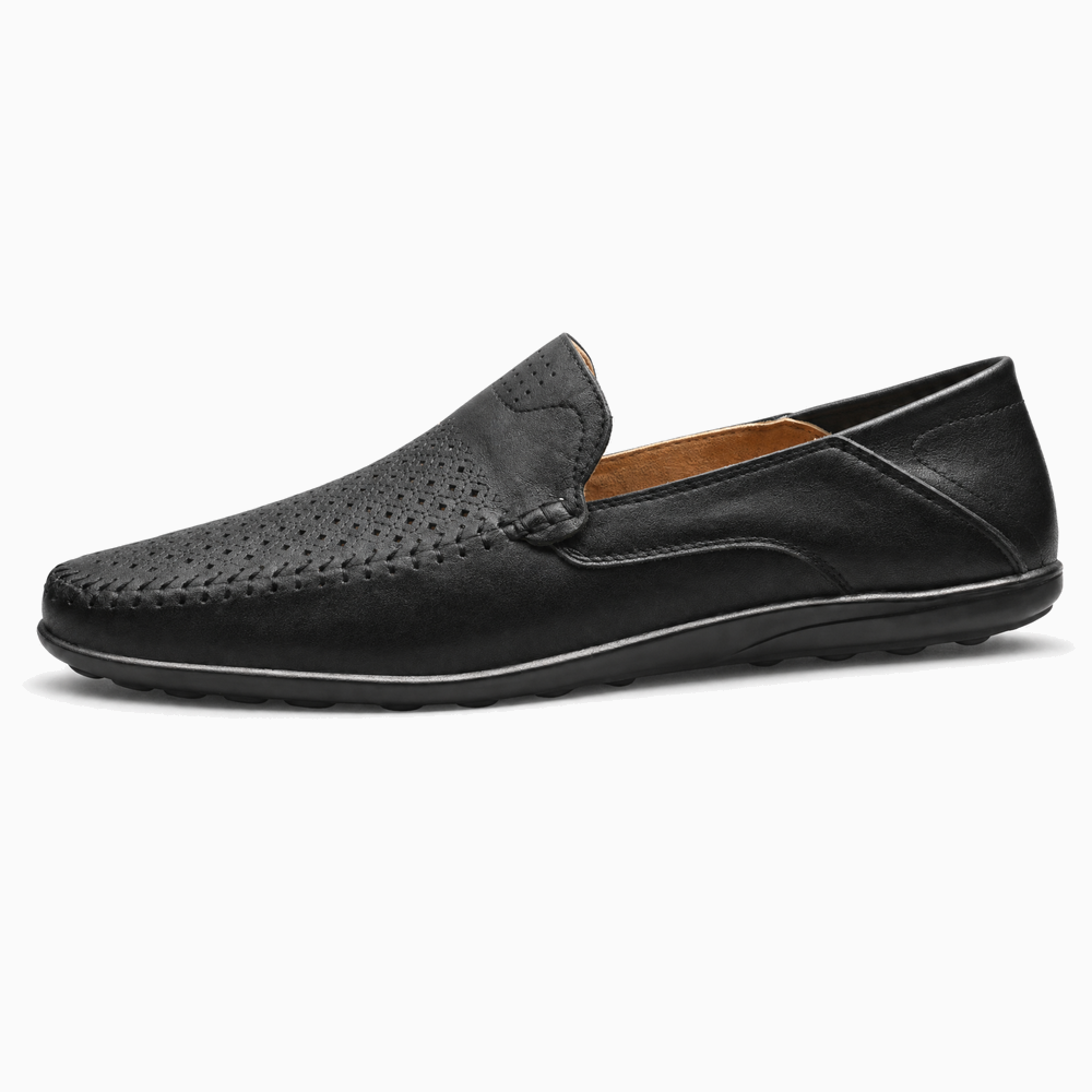 Black Perforated Trim Loafers