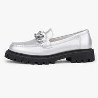 Silver Patent Bow Raised Loafers