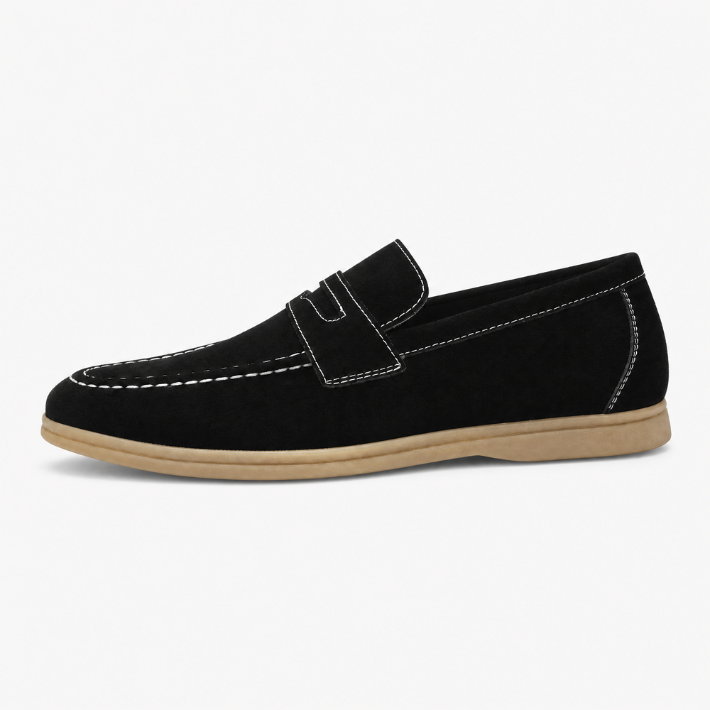 Black Sole Suede Loafers