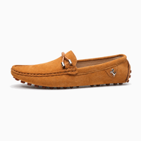 Camel Suede Driving Tie Loafers