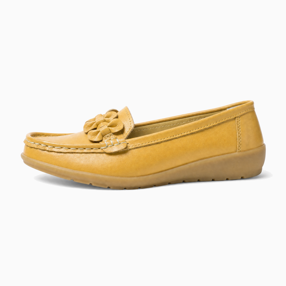 Yellow Suede Studded Driving Loafers