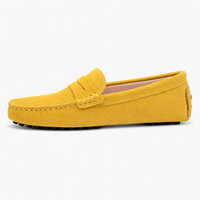 Yellow Suede Penny Boat Loafers