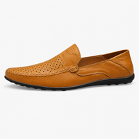 Camel Perforated Slip On Loafers