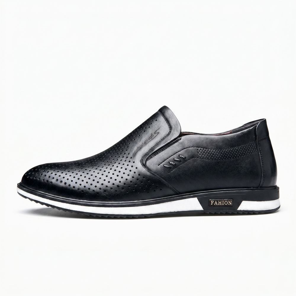 Black Perforated Breathable Loafers
