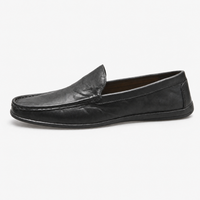 Black Leather Plain Loafers