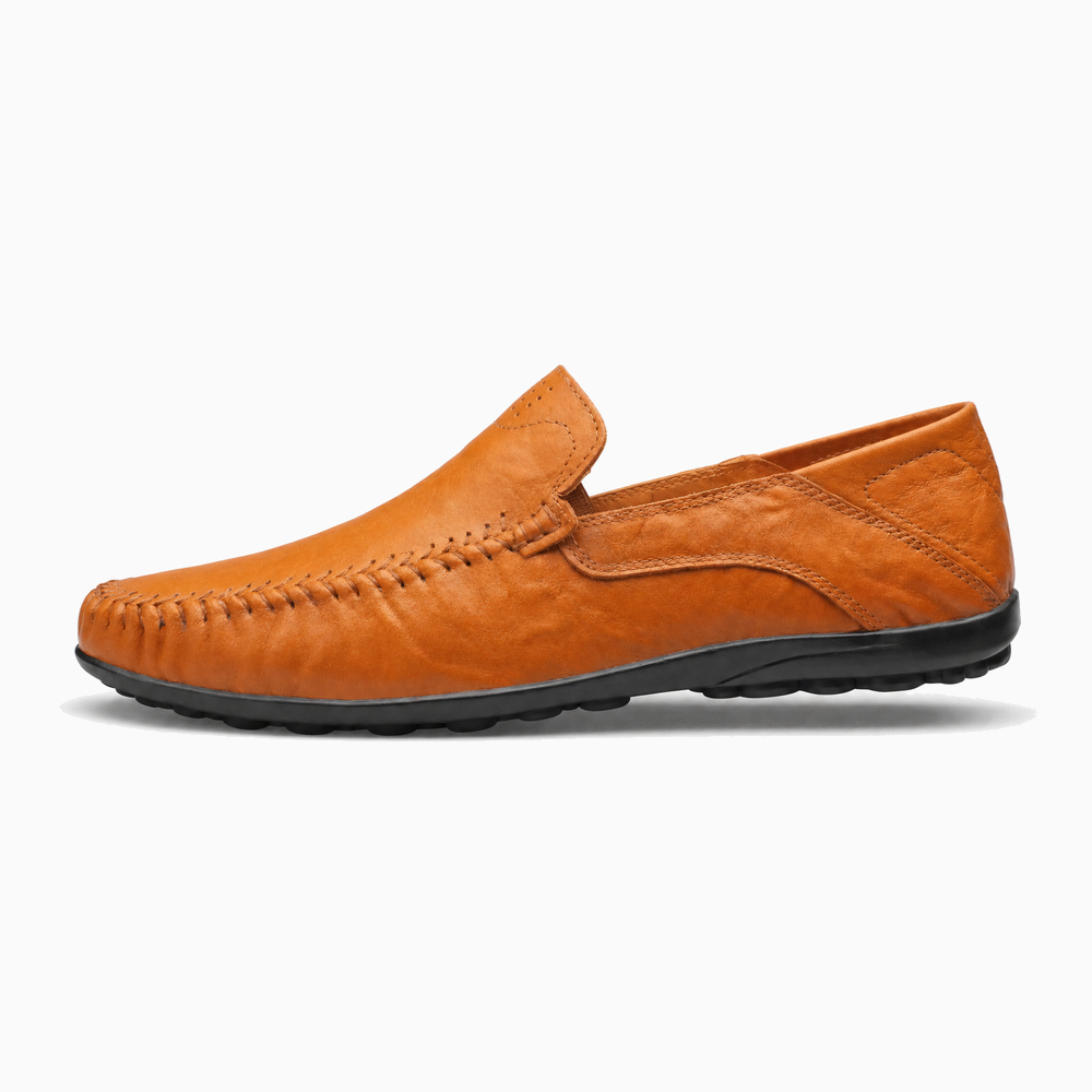 Brown Stitched Vamp Loafers