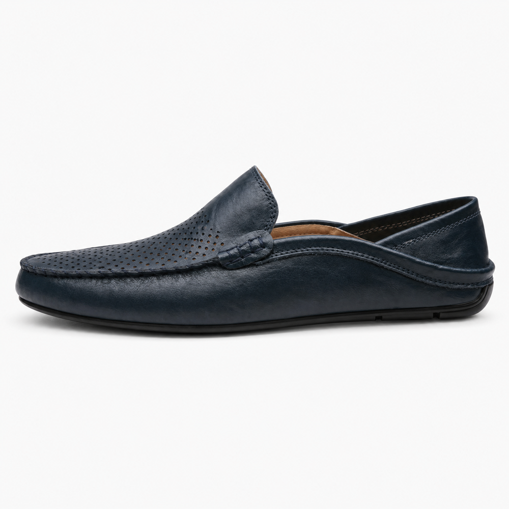 Tan Leather Perforated Loafers