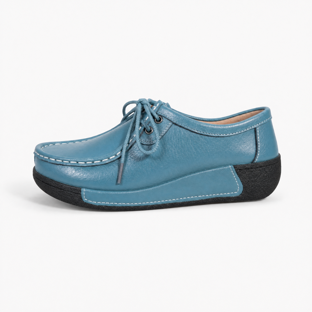 Blue Patent Bow Platform Loafers