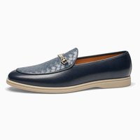 Navy Woven Horsebit Loafers