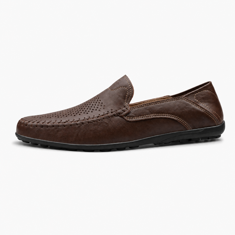 Brown Patent Stitch Loafers