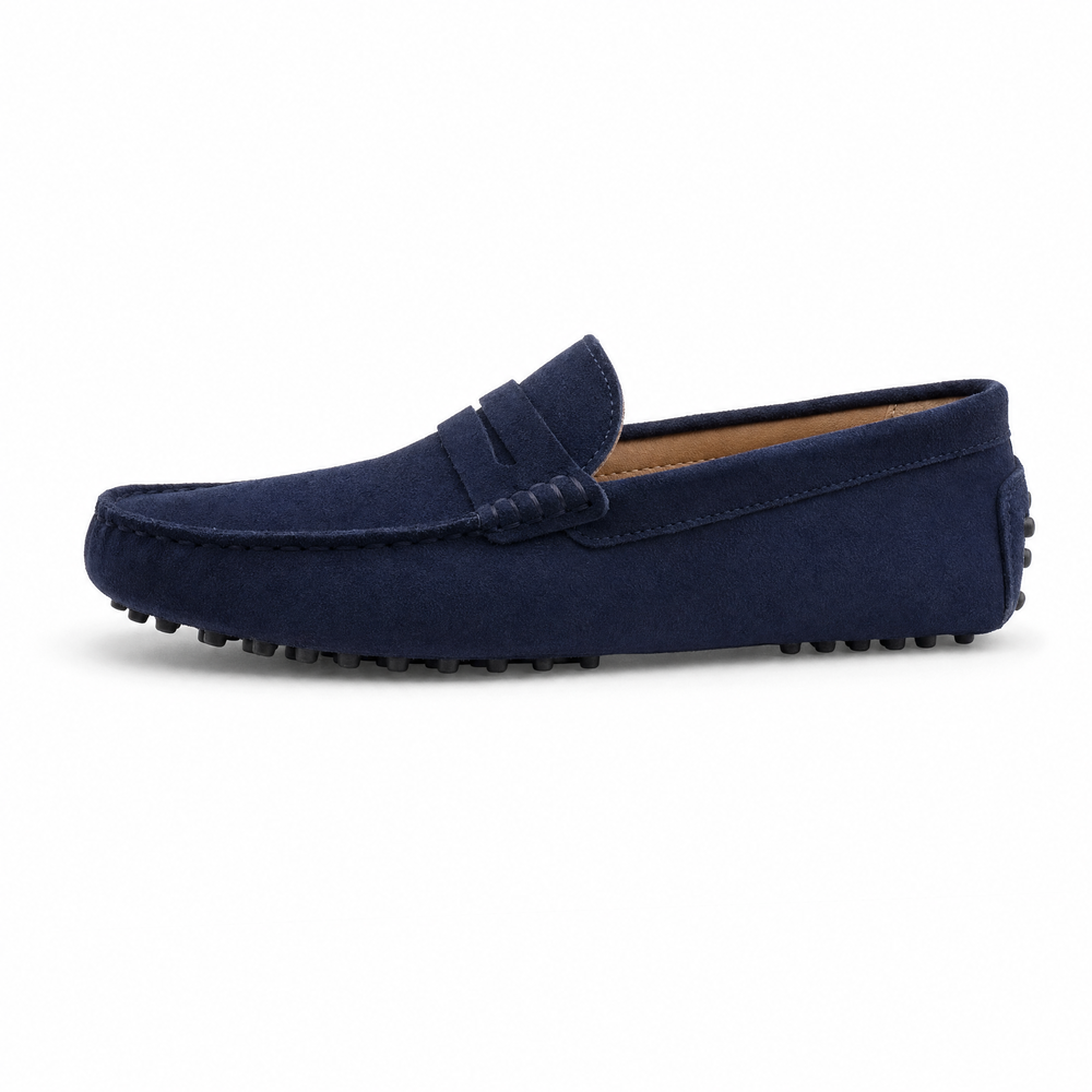 Blue Stitched Lace Up Loafers