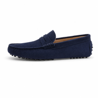 Blue Stitched Lace Up Loafers
