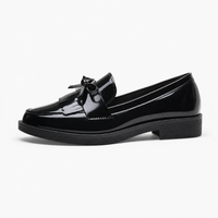 Black Patent Bow Fringe Loafers