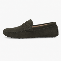 Brown Suede Pointed Flat Loafers
