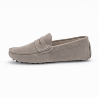 Grey Suede Driving Stitch Loafers
