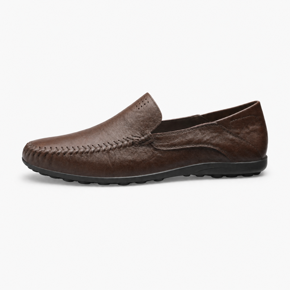 Dark Brown Perforated Loafers