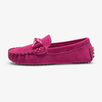 Girls Pink Suede Driving Loafers