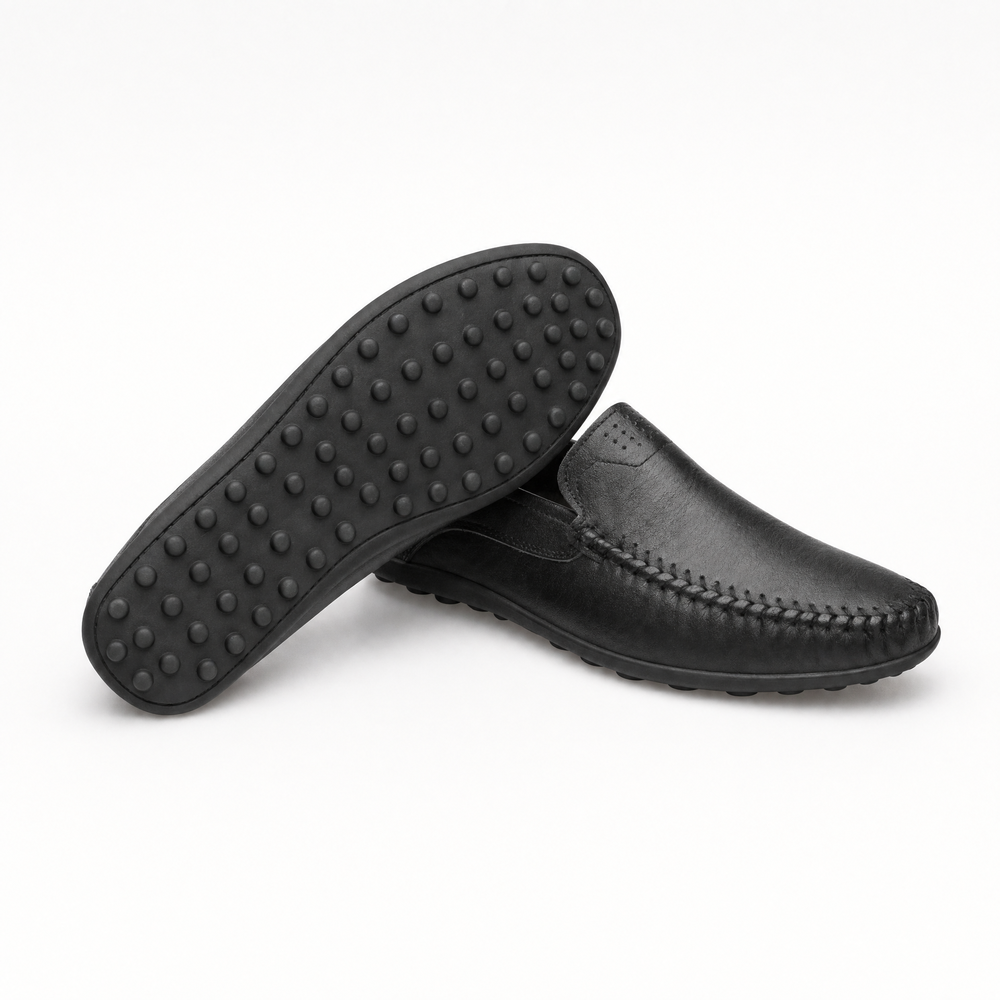 Black Braided Vamp Loafers