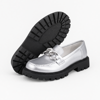 Silver Patent Bow Raised Loafers