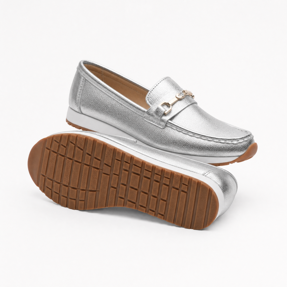 Silver Embellished Loafers