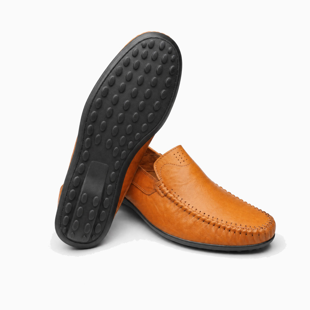 Brown Stitched Vamp Loafers