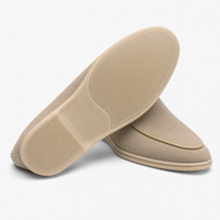 Beige Suede Slip On Loafers