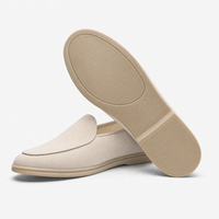 Beige Suede Flat Loafers