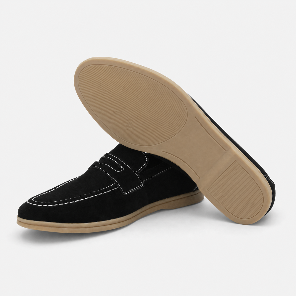 Black Sole Suede Loafers